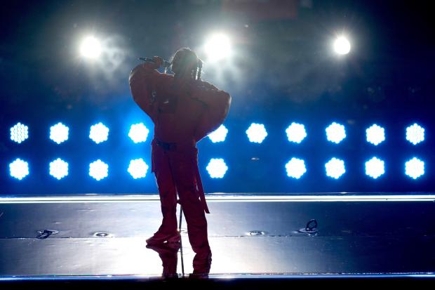 Rihanna performs at halftime during the NFL Super Bowl 57 football game between the Kansas City Chiefs and the Philadelphia Eagles, Sunday, Feb. 12, 2023, in Glendale, Ariz. (AP Photo/Charlie Riedel) (Charlie Riedel, AP)