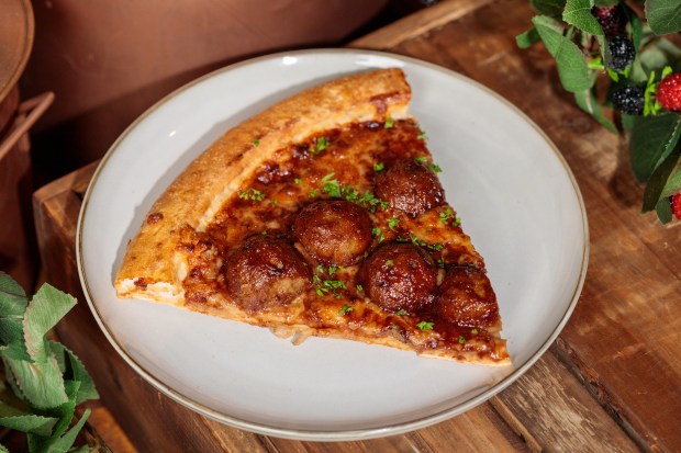 Boysenberry BBQ Meatball Pizza at the Knott's Boyseberry Festival. (Knott's)