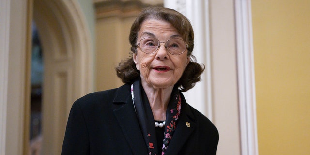 FILE - Sen. Dianne Feinstein, D-Calif., arrives for the Senate Democratic Caucus leadership election at the Capitol in Washington, Thursday, Dec. 8, 2022. 