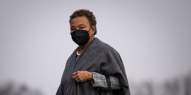 Rep. Barbara Lee (D-CA) arrives for votes at the U.S. Capitol on Jan. 12, 2023, in Washington, D.C. 