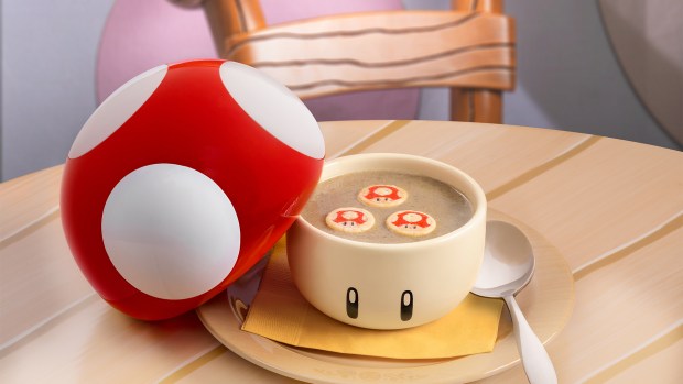 Super Mushroom Soup at Toadstool Cafe in Super Nintendo World at Universal Studios Hollywood. (Universal)