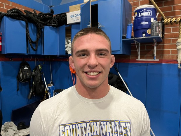 Fountain Valley senior TJ McDonnell swon another CIF Southern Section wrestling championship at the Inland Division finals. (Photo by Steve Fryer, Orange County Register/SCNG)