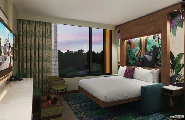 Concept art of the Jungle Book-themed duo studio at the Disney Vacation Club Villas at the Disneyland Hotel. (Disney)