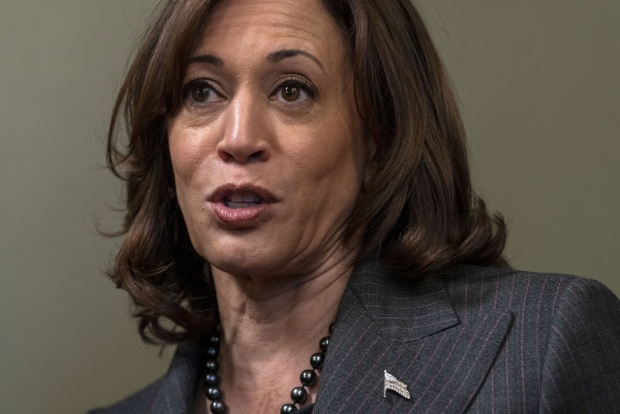 Vice President Kamala Harris answers a question about her upcoming trip to Africa, after swearing in Eric Garcetti as Ambassador to India, Friday, March 24, 2023, in her ceremonial office in the Eisenhower Executive Office Building on the White House complex in Washington. (AP Photo/Jacquelyn Martin)