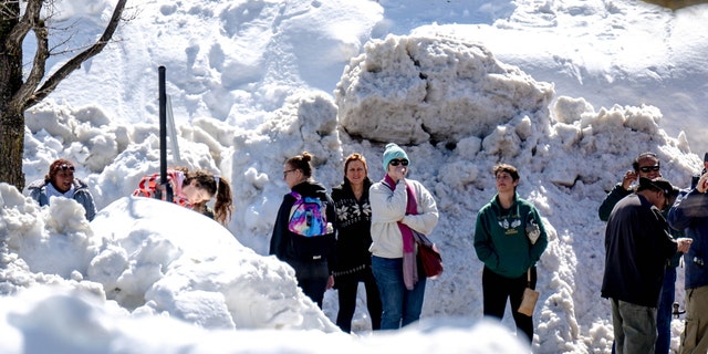 Residents in San Bernardino Mountain brave long lines for food at Goodwin &amp; Son's Market in Crestline on Friday, March 3, 2023, amid a shortage caused by heavy snowfall and difficulties with delivery truck access on Highway 18. 