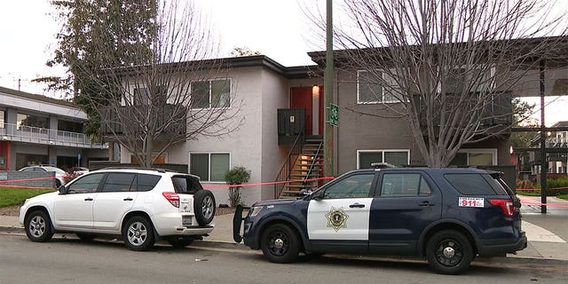 Unit parked outside on the street where a man held three hostages in San Jose, California.