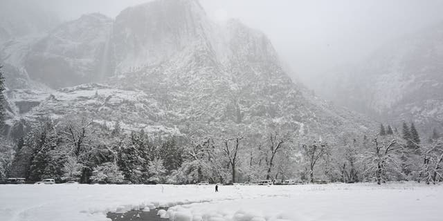 Snow blankets Yosemite National Park in California, United States on February 23, 2023 as winter storm alerted in California.