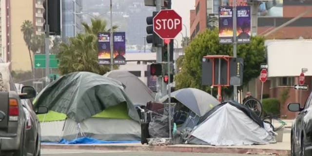 Beverly Grove homeless camp seen from street