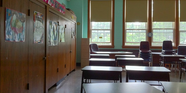 Empty Classroom In Elementary School.