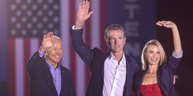 Joe Biden, Gavin Newsom and Jennifer Newsom