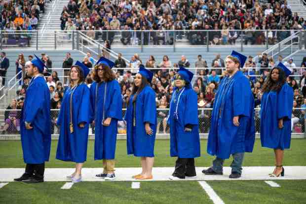 Senior students wait to receive a diploma during the La Habra High School graduation ceremony on Wednesday, May 31st, 2023. (Photo by Michael Ares, Contributing Photographer)