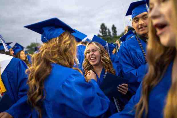 Senior students celebrate graduation after the La Habra High School ceremony on Wednesday, May 31st, 2023. (Photo by Michael Ares, Contributing Photographer)