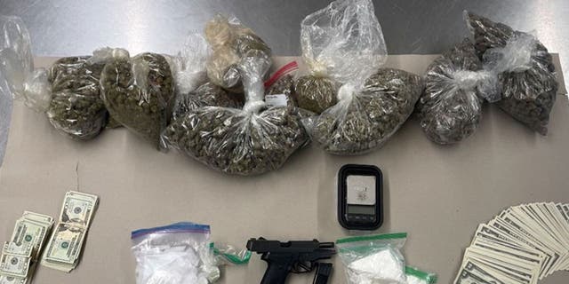 Picture of seized drugs and firearm