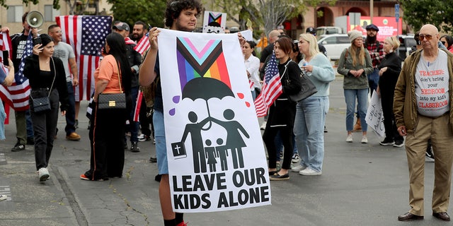 Protesters gather outside Glendale Unified School District HQ