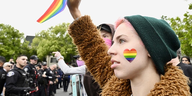 A pro-LGBTQ+ protester