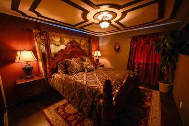 A bedroom in a Haunted Mansion-themed Airbnb in Fullerton, CA, on Monday, July 17, 2023. (Photo by Jeff Gritchen, Orange County Register/SCNG)