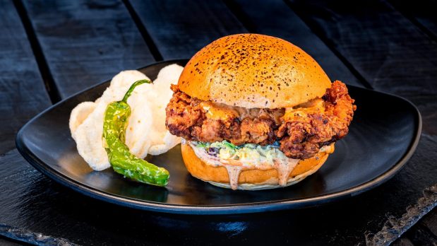 The Karaage-inspired Crispy Chicken Sandwich coming to the Lucky Fortune Cookery in San Fransokyo Square at Disney California Adventure. (Disney)