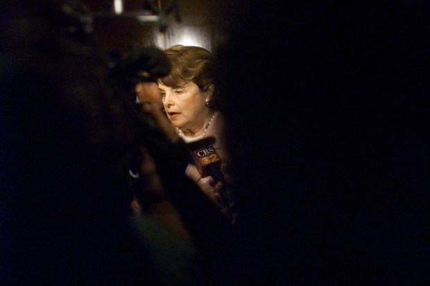 California Senator Dianne Feinstein faces the media following her keynote address before the delegates that constitute the California delegation. They were gathered for a delegates breakfast Tuesday morning before the afternoon's Democratic National Convention activities began at the Staples Center in Los Angeles on August 15, 2000. Feinstein, once touted as a possible running mate to Al Gore, has graciously fallen to the background, saying all along she wasn't interested in being Vice-President. (Richard Koci Hernandez/Staff Archives)