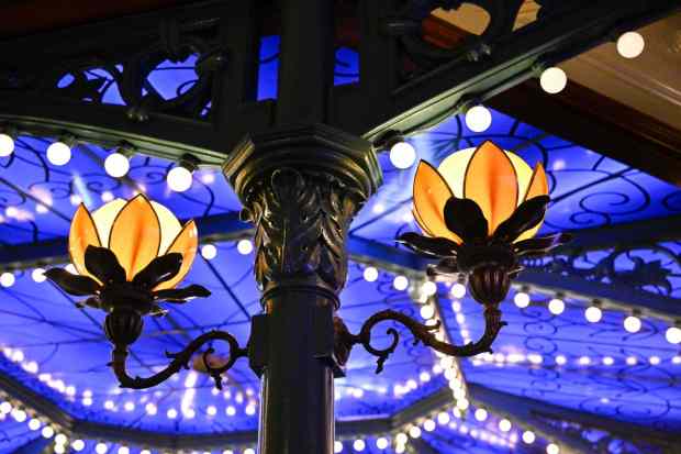 Magnolia flower fixtures inside the new Tiana's Palace restaurant in New Orleans Square inside Disneyland in Anaheim, CA, on Wednesday, September 6, 2023. The Creole and Cajun-inspired restaurant replaces the French Market Restaurant that has been in the land since 1966. (Photo by Jeff Gritchen, Orange County Register/SCNG)