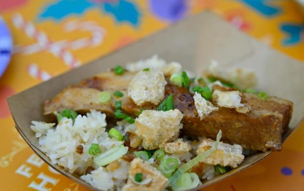 Braised pork belly adobo with garlic rice available during Disney Festival of Holidays inside California Adventure in Anaheim, CA, on Friday, November 10, 2023. (Photo by Jeff Gritchen, Orange County Register/SCNG)