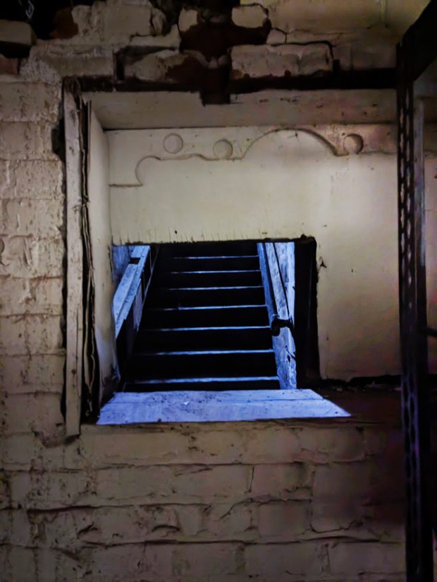 The original staircase that leads from the King Edward Hotel down to the basement that was once the King Eddy speakeasy