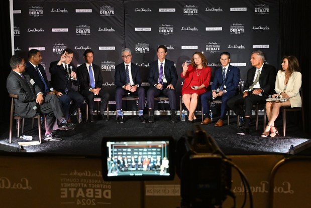 Ten candidates participated in the debate for Los Angeles District Attorney on Jan. 18, 2024 in Los Angeles, CA. (Photo by John McCoy, Contributing Photographer)