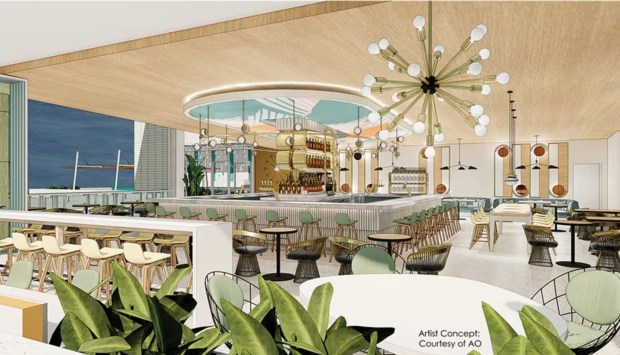 Concept art of the Parkside Market rooftop bar coming to Downtown Disney. (Disney)