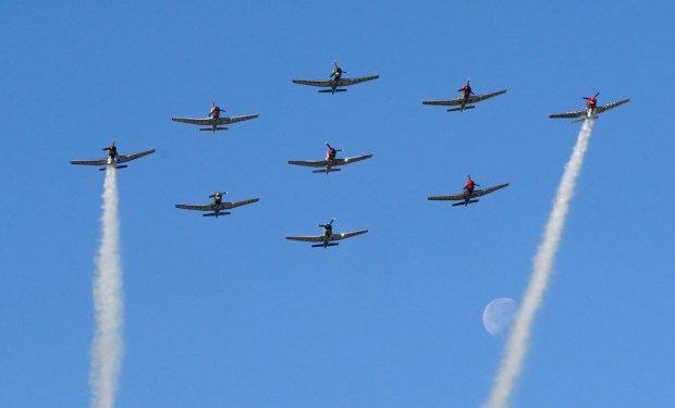 Tiger Squadron Flyover during the 135th Rose Parade in Pasadena on Monday, Jan. 1, 2024. (Photo by Libby Cline-Birmingham, Contributing Photographer)