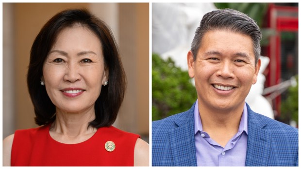 From left to right, Rep. Michelle Steel, R-Seal Beach, is running against Democrat Derek Tran in the 45th congressional district. (Photos courtesy of the candidates)